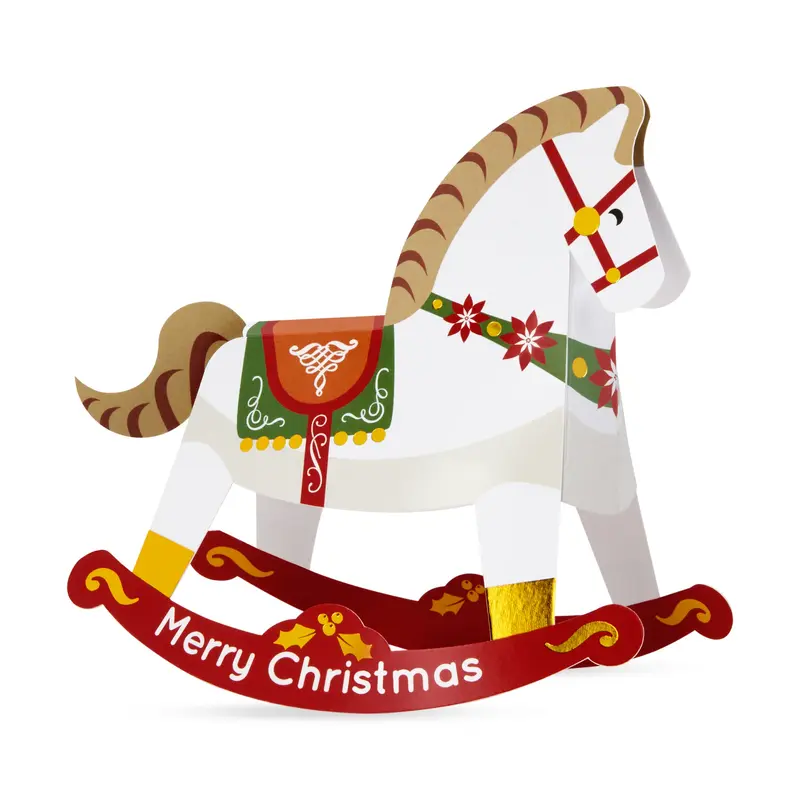 Christmas Rocking Horse Holiday Pop-Up Cards - Set of 8