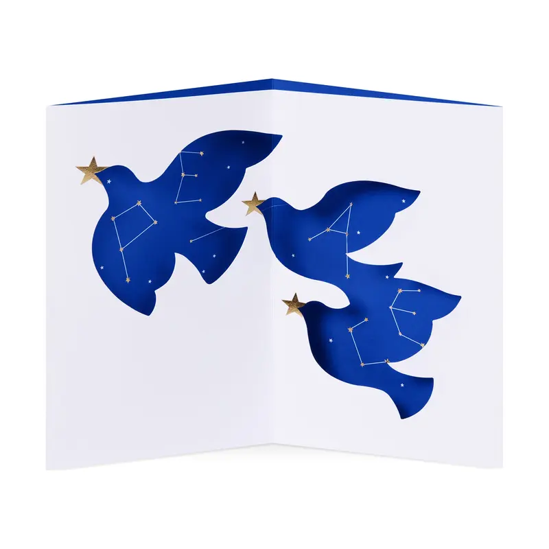 Cosmic Doves Peace Holiday Pop-Up Cards - Set of 8