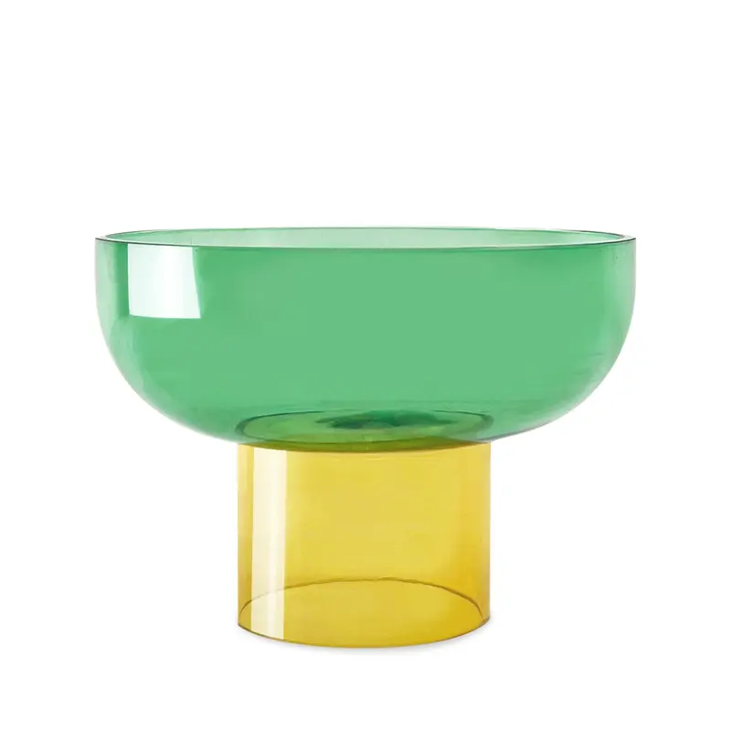 Dual Color Glass Fruit Bowl - Green/ Yellow