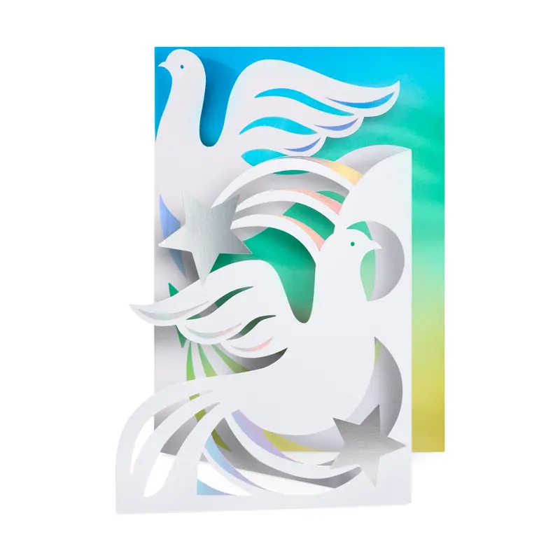 Sparkling Doves Holiday Pop-Up Cards - Set of 8