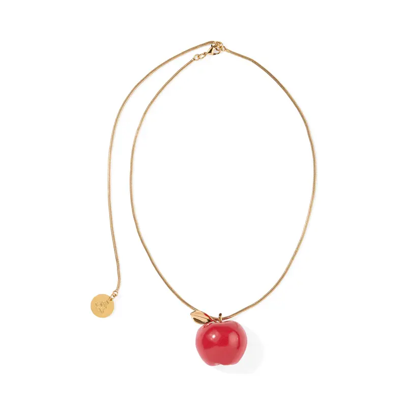 Andrs Gallardo Large Red Apple Gold-Plated Necklace