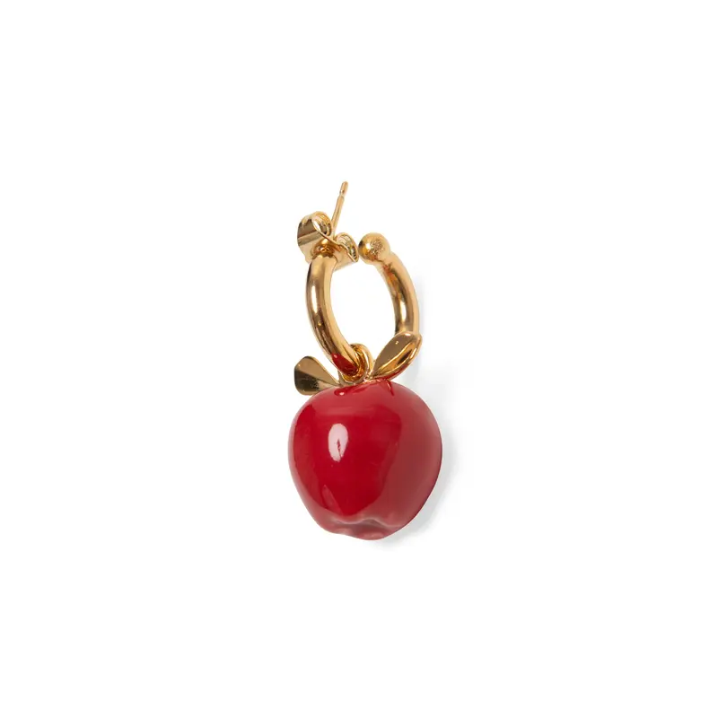Andrs Gallardo Red Apple Single Gold-Plated Hoop Earring