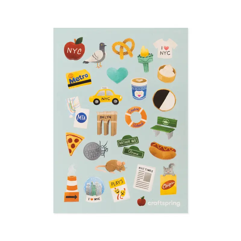 NYC Mini Ornament Vinyl Stickers - Set of 25