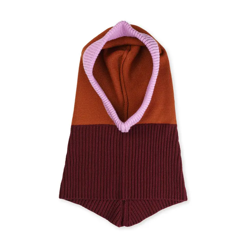 Verloop Color Mix Knit Hood - Wine Red