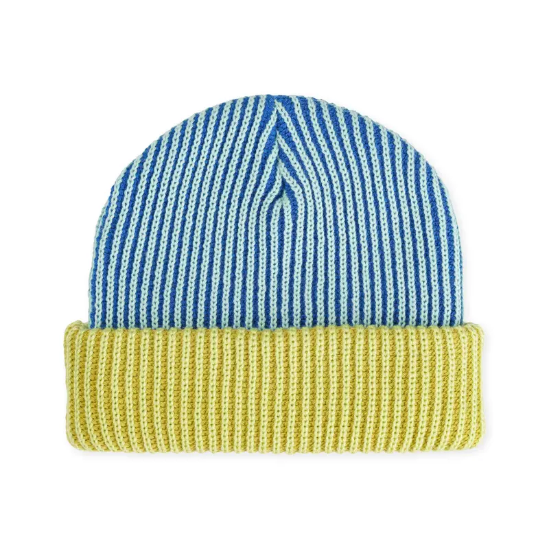 Verloop Pinstripe Plush Beanie - Golden Olive Cobalt