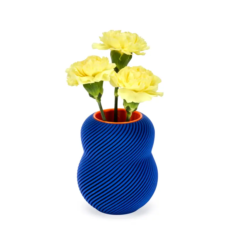 Bloom 3D-Printed Vase - Electric Blue/ Neon Orange