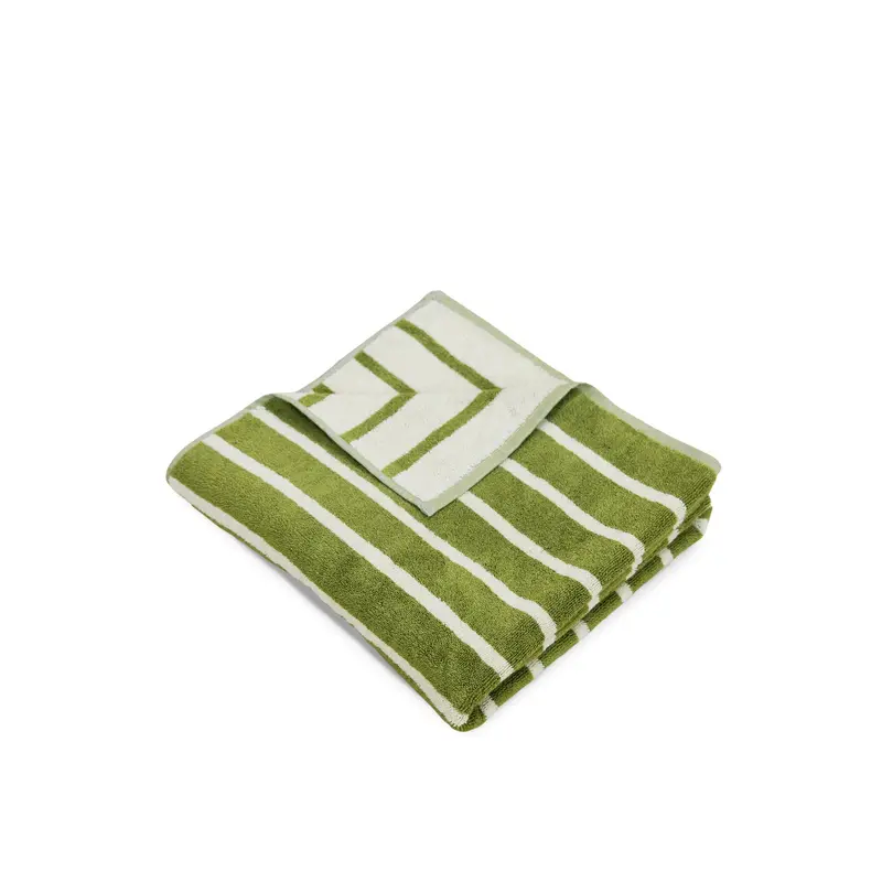 Dusen Dusen Bird Striped Cotton Towel - Mallard