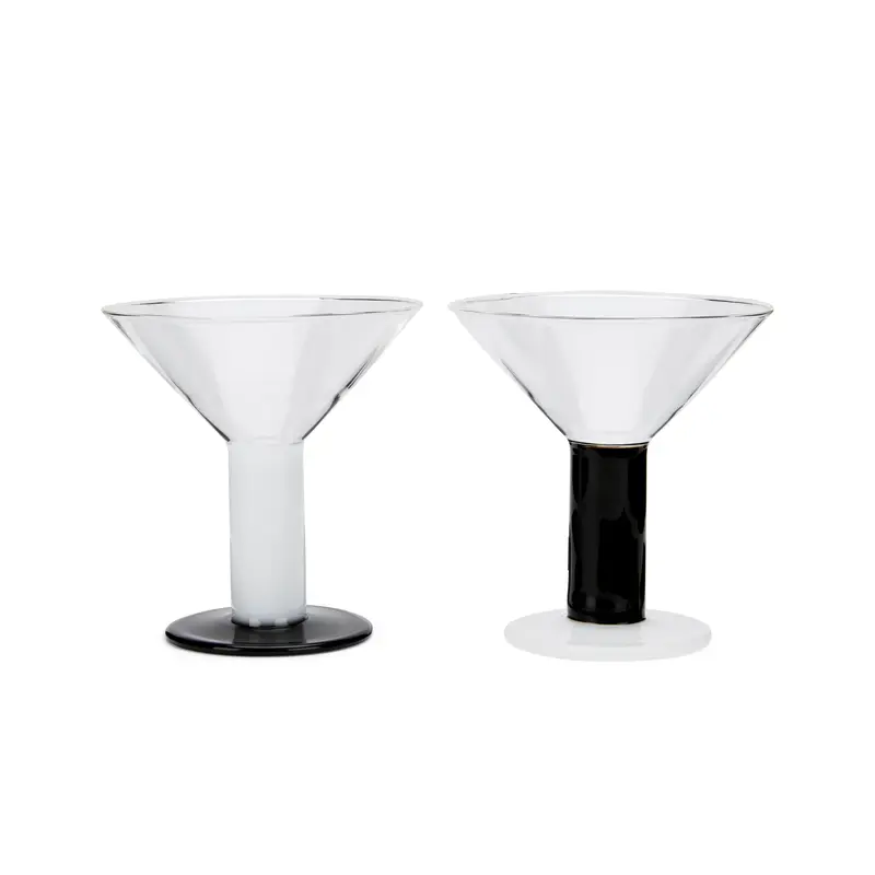 Bodum Chunky Martini Glasses - Set of 2 - Black/ White