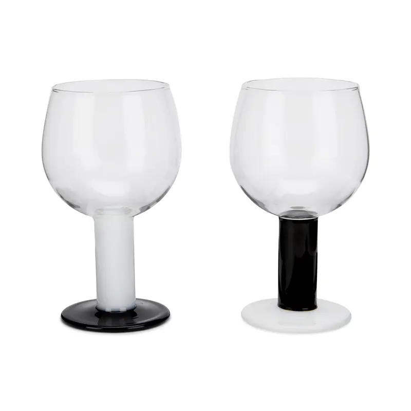 Bodum Chunky Wine Glasses - Set of 2 - Black/ White