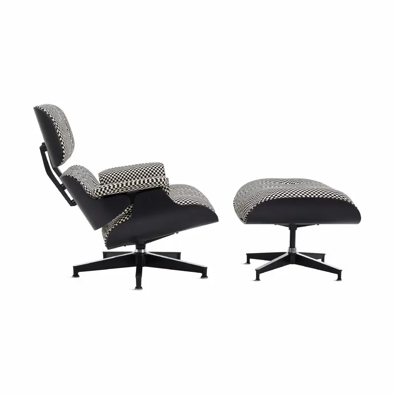 Eames Lounge Chair and Ottoman from Herman Miller - Ebony/ Black & White Checker Fabric