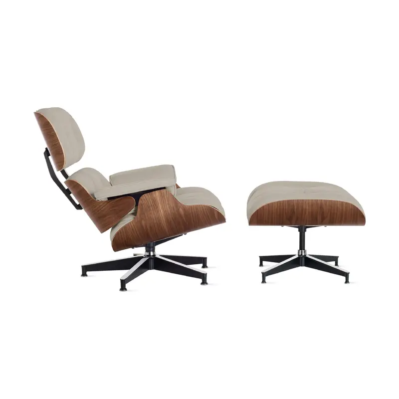 Eames Lounge Chair and Ottoman from Herman Miller - Walnut/ Timbre Cream Leather