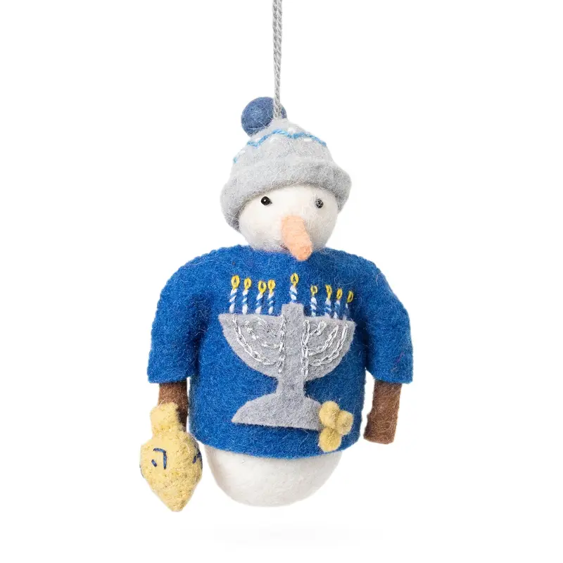 Felt Hanukkah Ornament - Snowman Menorah Sweater
