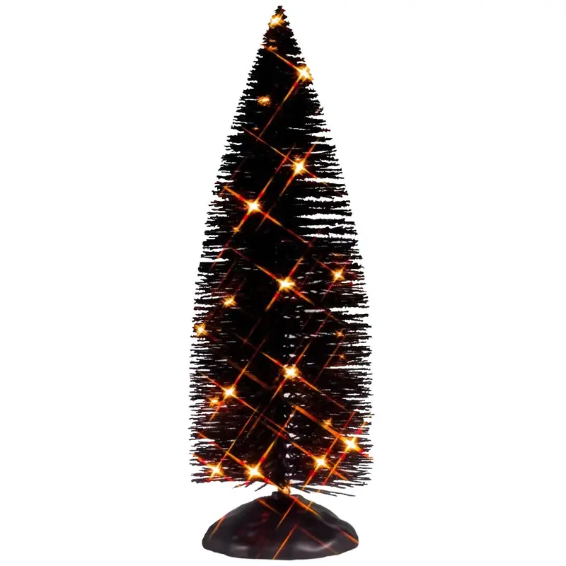 NEW 2025 Lemax Spooky Town Black Bristle Tree with Orange Lights #54518