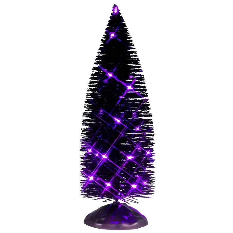 NEW 2025 Lemax Spooky Town Black Bristle Tree with Purple Lights #54517
