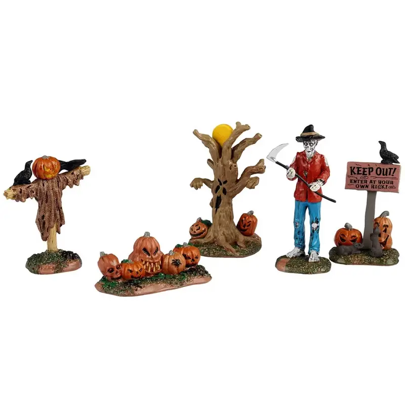 NEW 2025 Lemax Spooky Town Creepy Pumpkin Patch, Set of 5 #52513