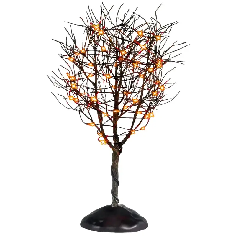 NEW 2025 Lemax Spooky Town Dry Tree with Orange Lights #54520