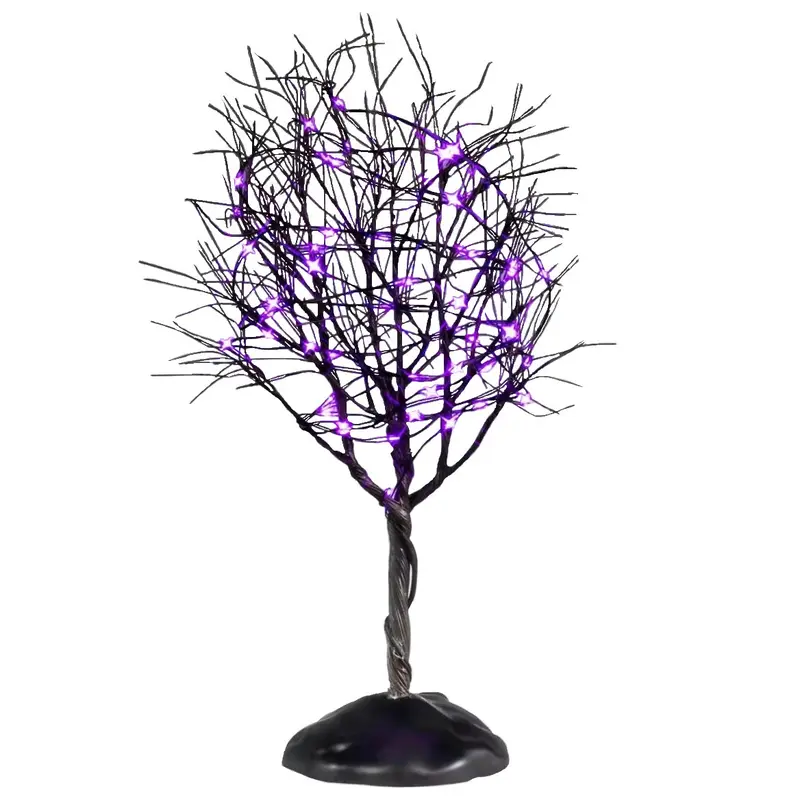 NEW 2025 Lemax Spooky Town Dry Tree with Purple Lights #54519