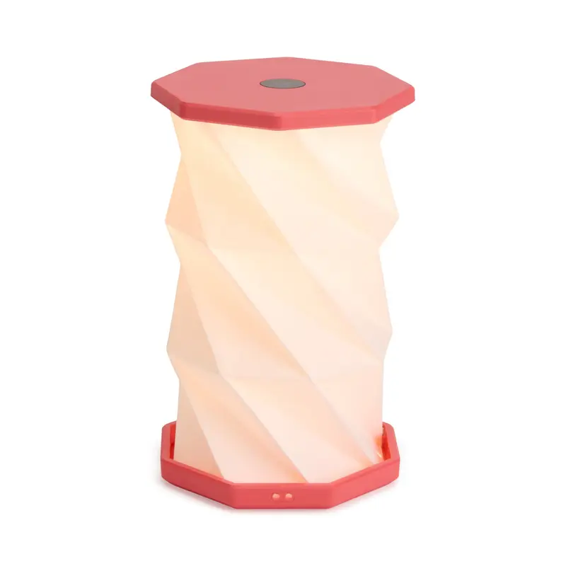Twist Hexagon Portable Table Lamp - Coral Red
