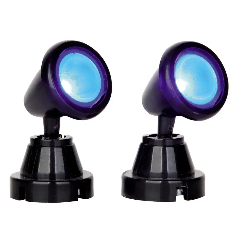 Lemax Accessories: Blue Round Spot Lights, Set of 2 #54945