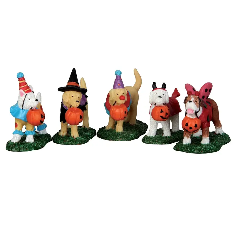 Lemax Spooky Town Trick or Treating Dogs, Set of 5 #52301