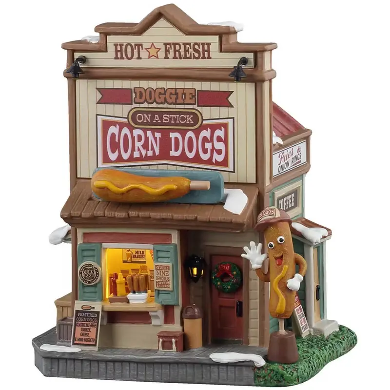 NEW 2025 Lemax Harvest Crossing Lighted Building: Doggie on a Stick Corn Dogs #55333