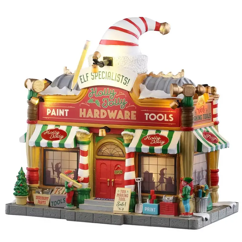 NEW 2025 Lemax Santa's Wonderland Lighted Building: Holly Jolly Hardware #55321