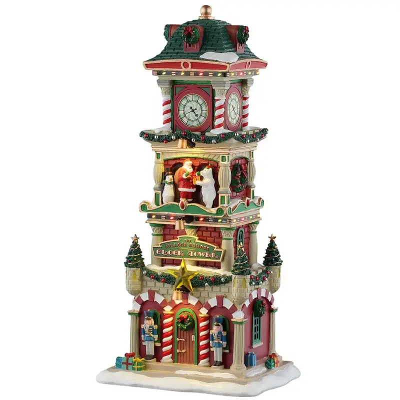 NEW 2025 Lemax Santa's Wonderland Lighted Building: The Village Square Clock Tower #55320
