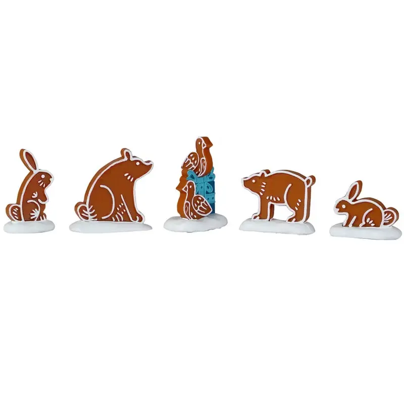NEW 2025 Lemax Sugar N Spice Figurines: Gingerbread Animals, Set of 5 #42362