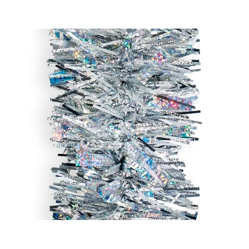 12' Fancy Embossed Laser Silver Tinsel Christmas Garland