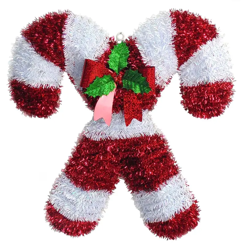 18" 2D Tinsel Double Candy Cane Wreath
