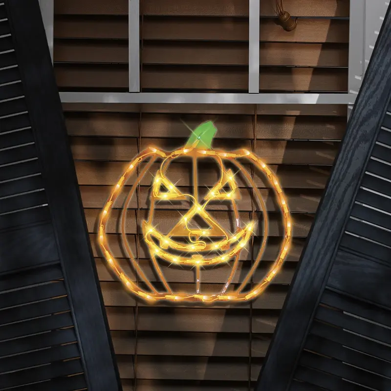 Halloween Lighted Jack-O-Lantern Pumpkin Ornamental Silhouette