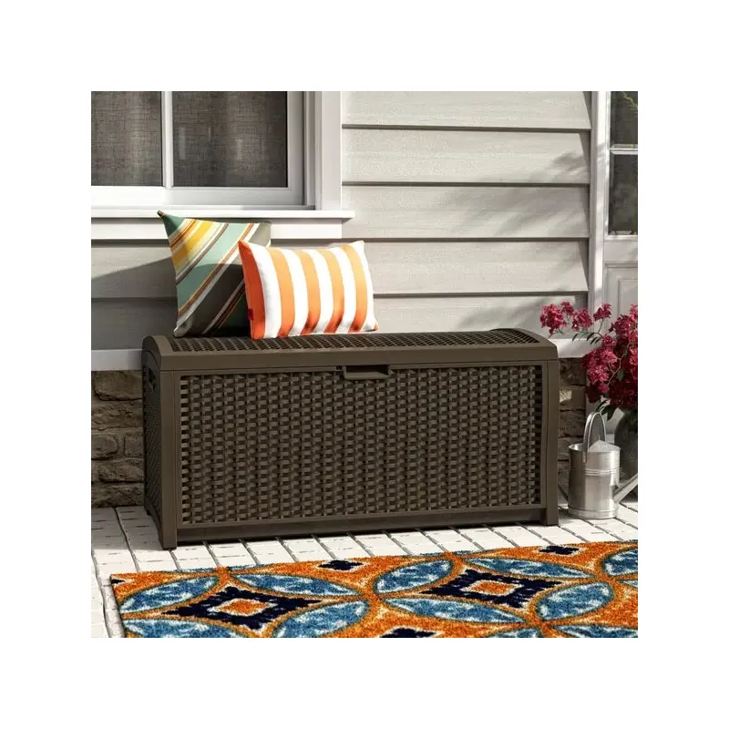 Suncast 73 Gallon Resin Wicker Deck Box