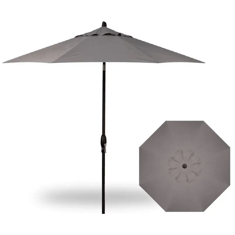 9' Auto Tilt Market Black Frame Charcoal Canopy Umbrella
