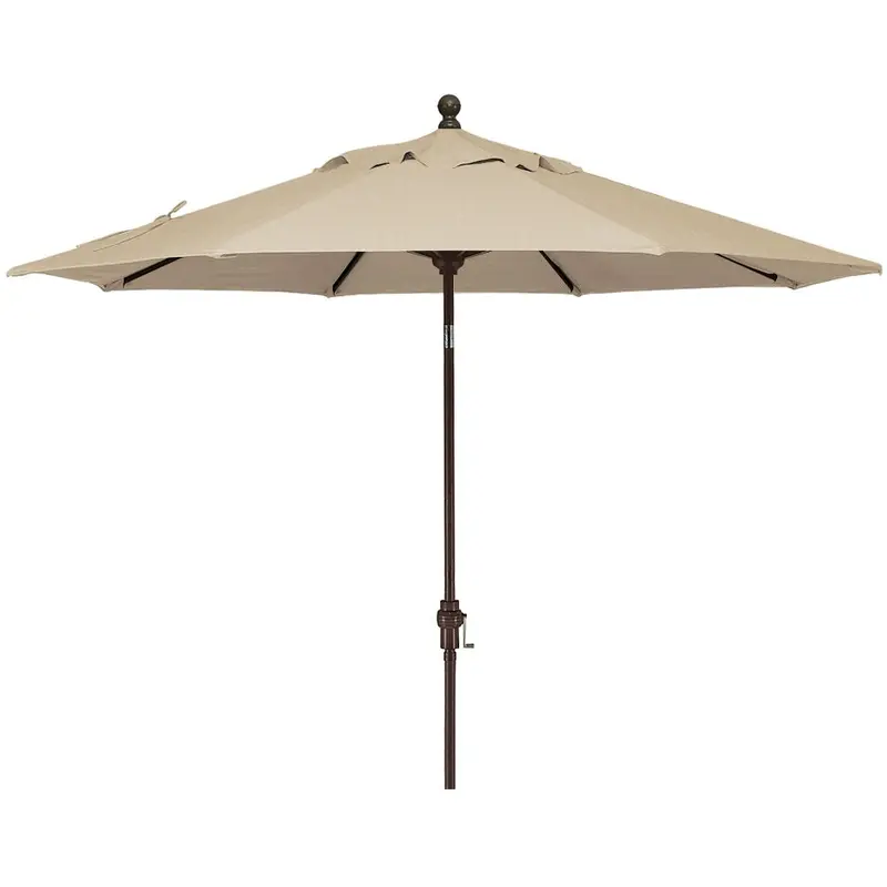 9' Auto Tilt Market Bronze Frame Cream Canopy Umbrella Thin Pole