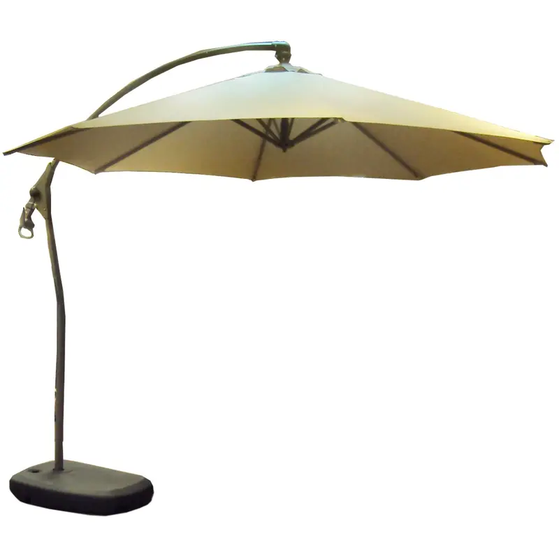 10' Octagon Offset Champagne Frame Umbrellas with Base
