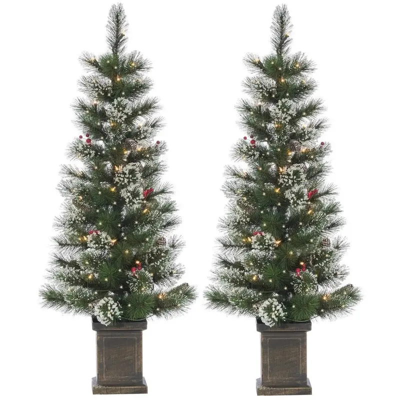 2-Piece 4' Windsor Glazier Pine Pre-Lit Artificial Foyer Trees
