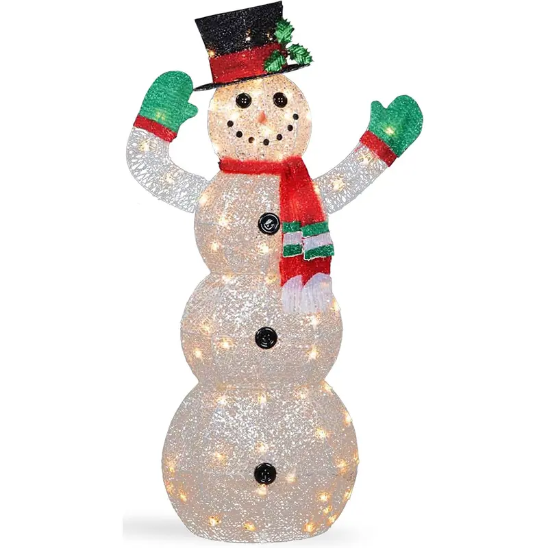48" Crystal Snowman Sculpture with 70 Clear LED Lights