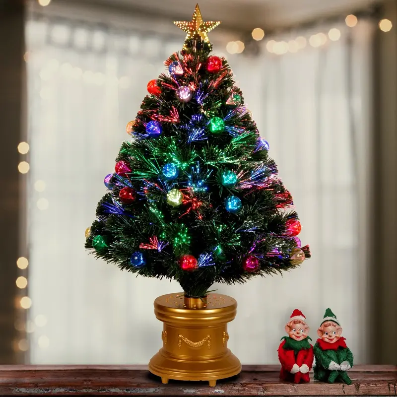Fiber Optic Fireworks Artificial Christmas Tree with Ball Ornaments