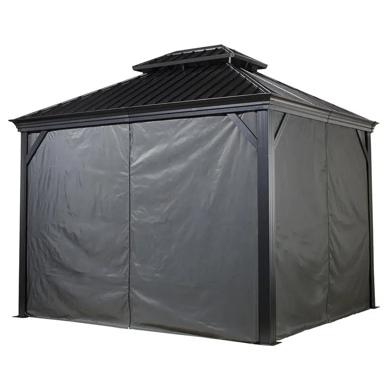 Gray Curtains for Provence Hard Top Gazebos by Sojag