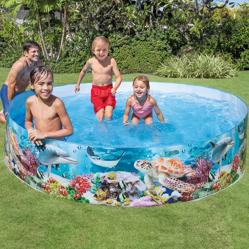 Intex 8' x 16" Deep Blue Sea Plastic Snapset Kiddie Pool