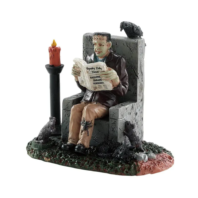 Lemax Spooky Town Monster Reading Spooky News #82570