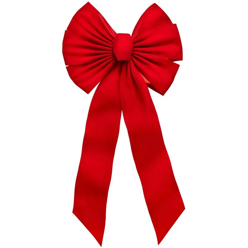14" x 28" Deluxe 7-Loop Red Embossed Velvet Christmas Bow