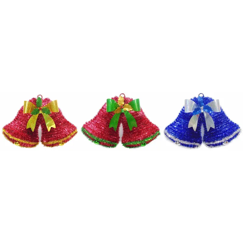 2D Double Bell Tinsel Wreath Wall Decor