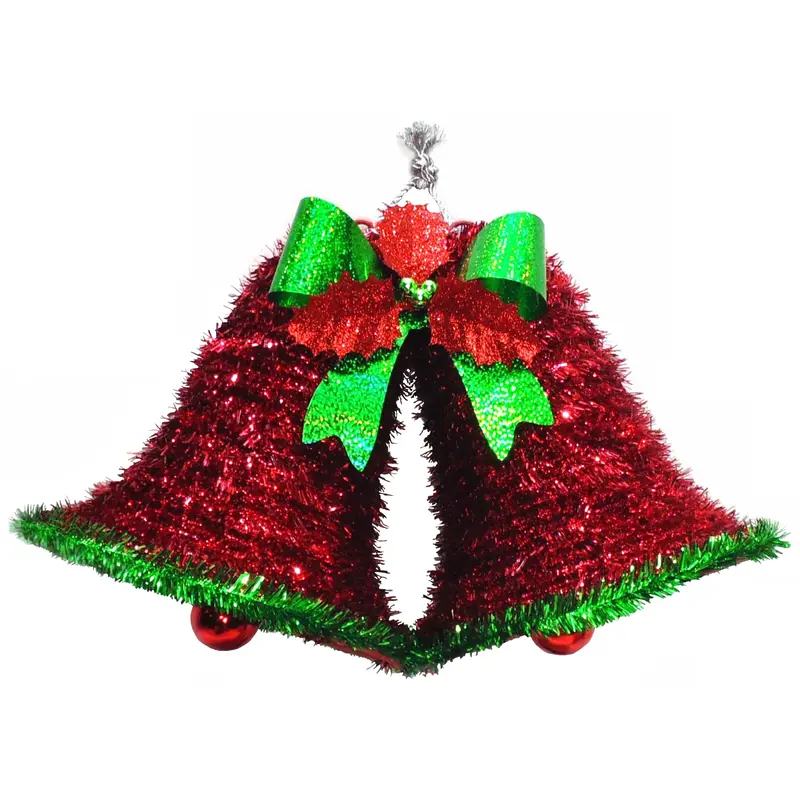 2D Double Bell with Holly Christmas Hanging Decoration