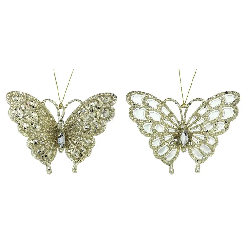 3.12" Acrylic Platinum Glitter Butterfly Ornament