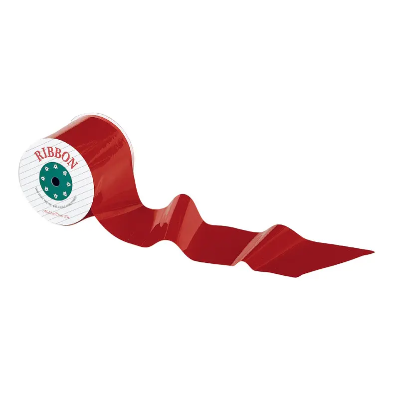 3.5" x 75' Red Plastic Christmas Ribbon