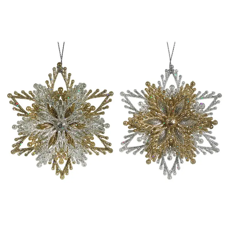 4" Gold and Silver Snowflake Burst Acrylic Ornament