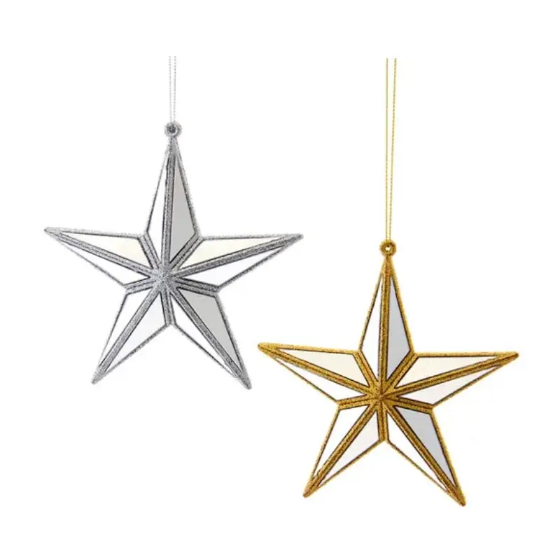 5.5" Gold & Silver Mirror Star Ornaments