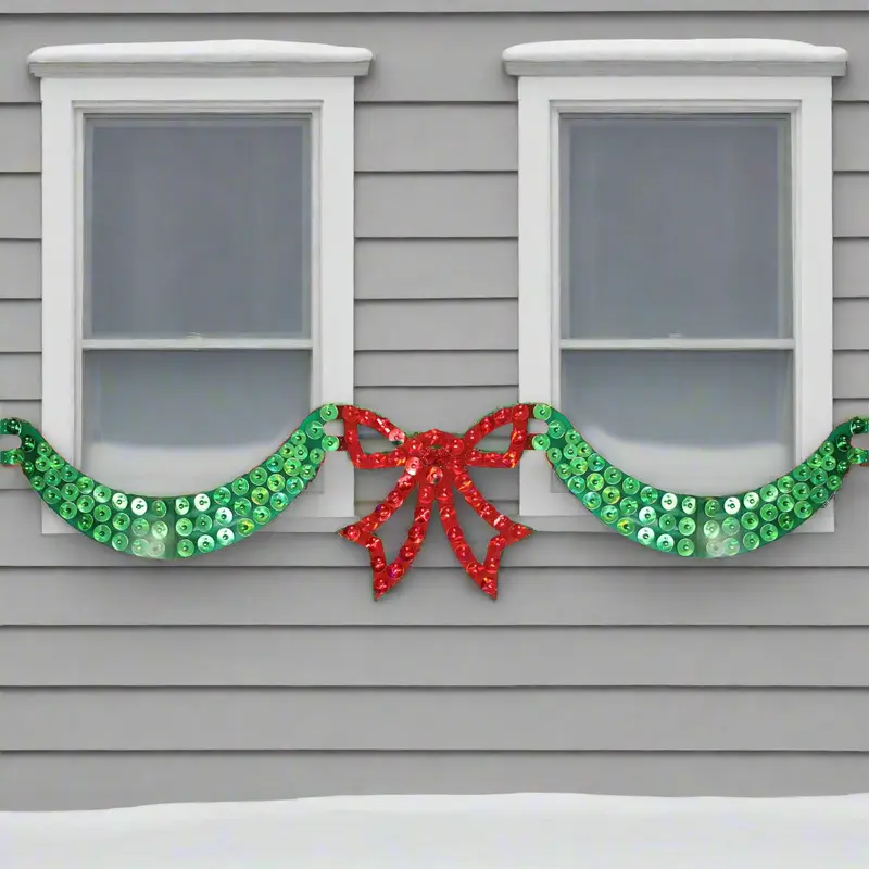 6' Pre-Lit Dazzling Green Swag with Red Bow Hanging Decorative