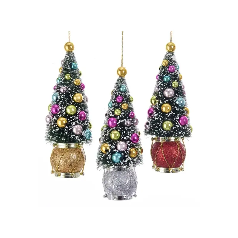 6" Sisal Tree with Ball and Drum Ornament